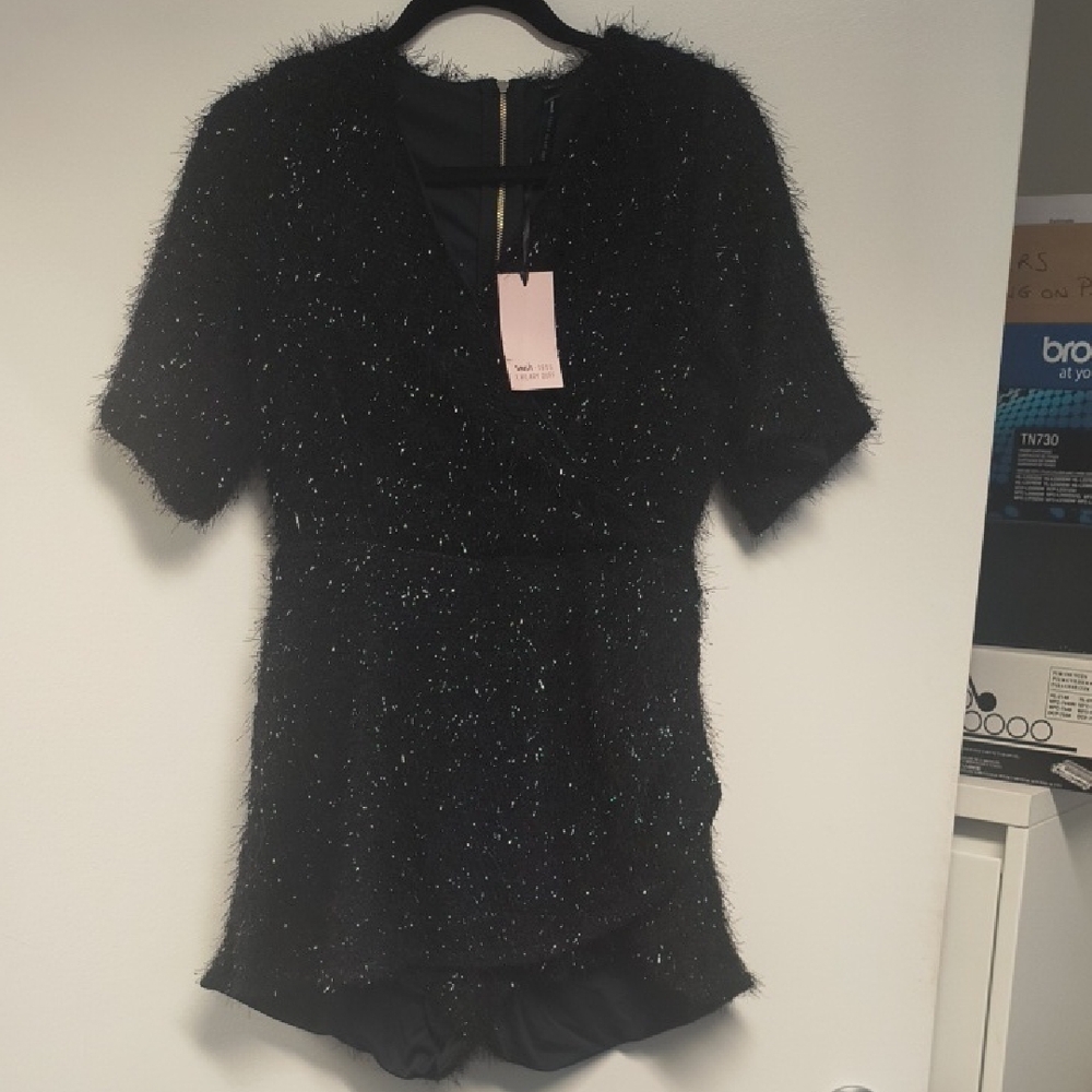 Smash + Tess Black Sparkle Romper